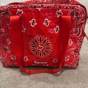Supreme Red Paisley Duffel Bag